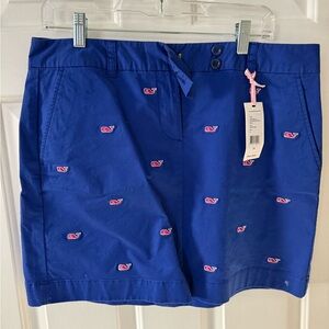 Vineyard Vines Women's Blue Skirt with Pink Whale Embroidery